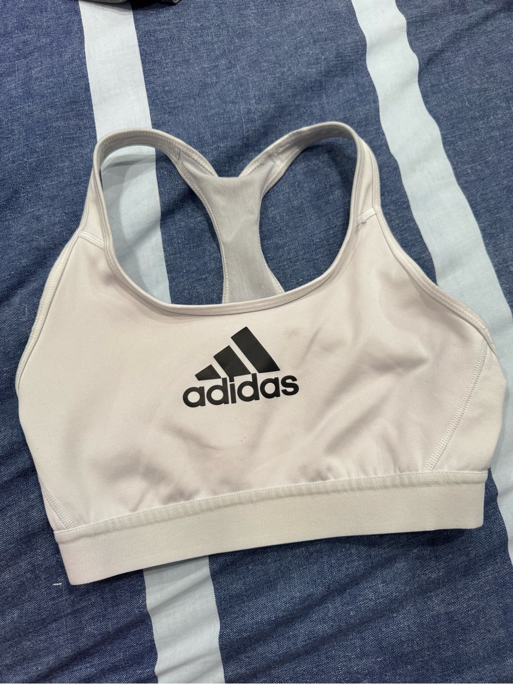 adidas Light Gray Sports Bikini Top with Black Logo